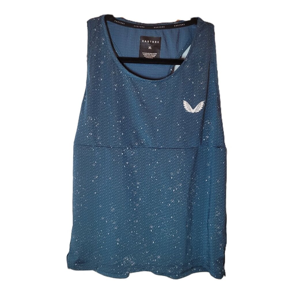 Castore Women's Racerback Running Tank Top Teal Reflective Speckle Size XL